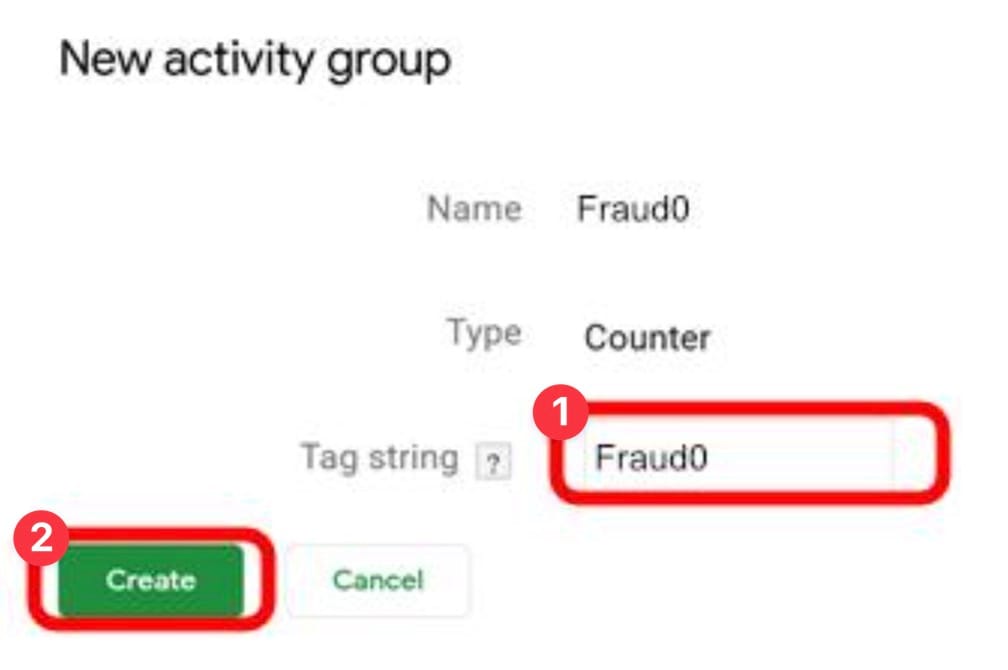 CM360 new activity group form with Tag string field